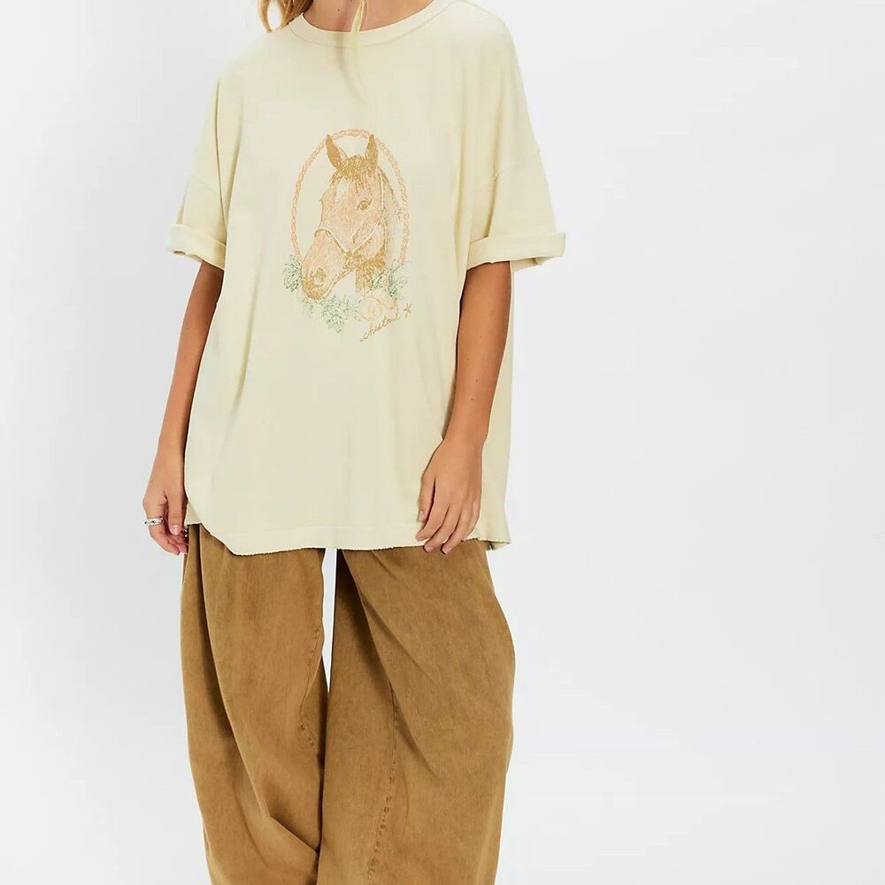 Free People We The Free Farm Friends Tee Tunic Top Oversized Cotton M 290911